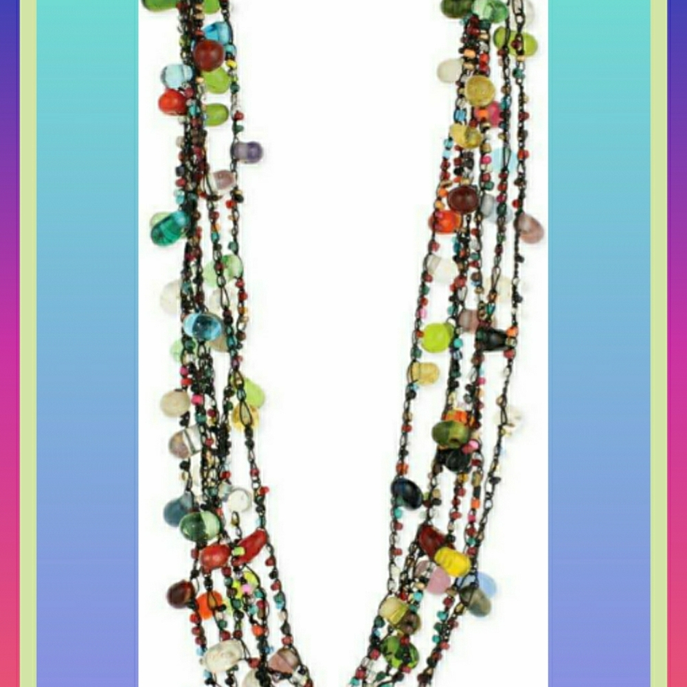 Black Thread Beaded Necklace